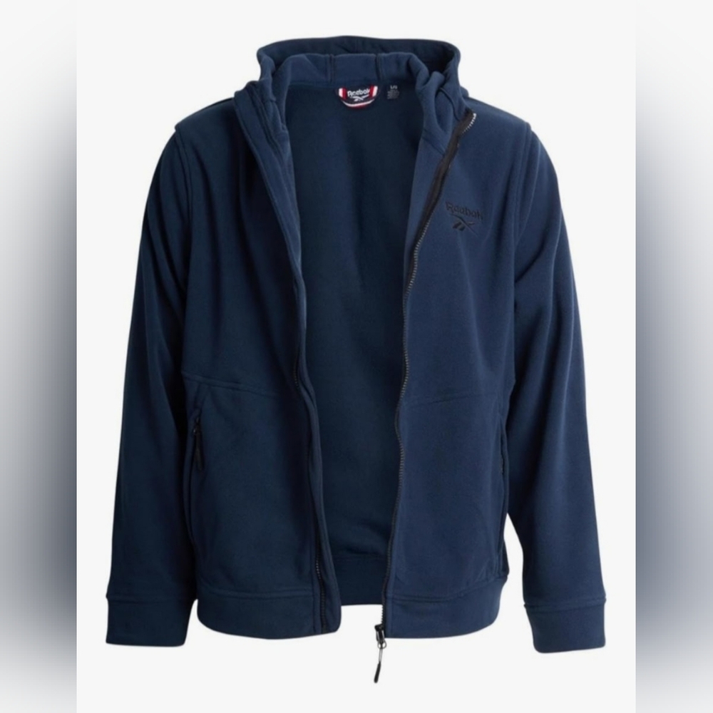 Reebok Men's Deep Blue Polar Hoodie Fleece Jacket Size XXL NWT BT-3119